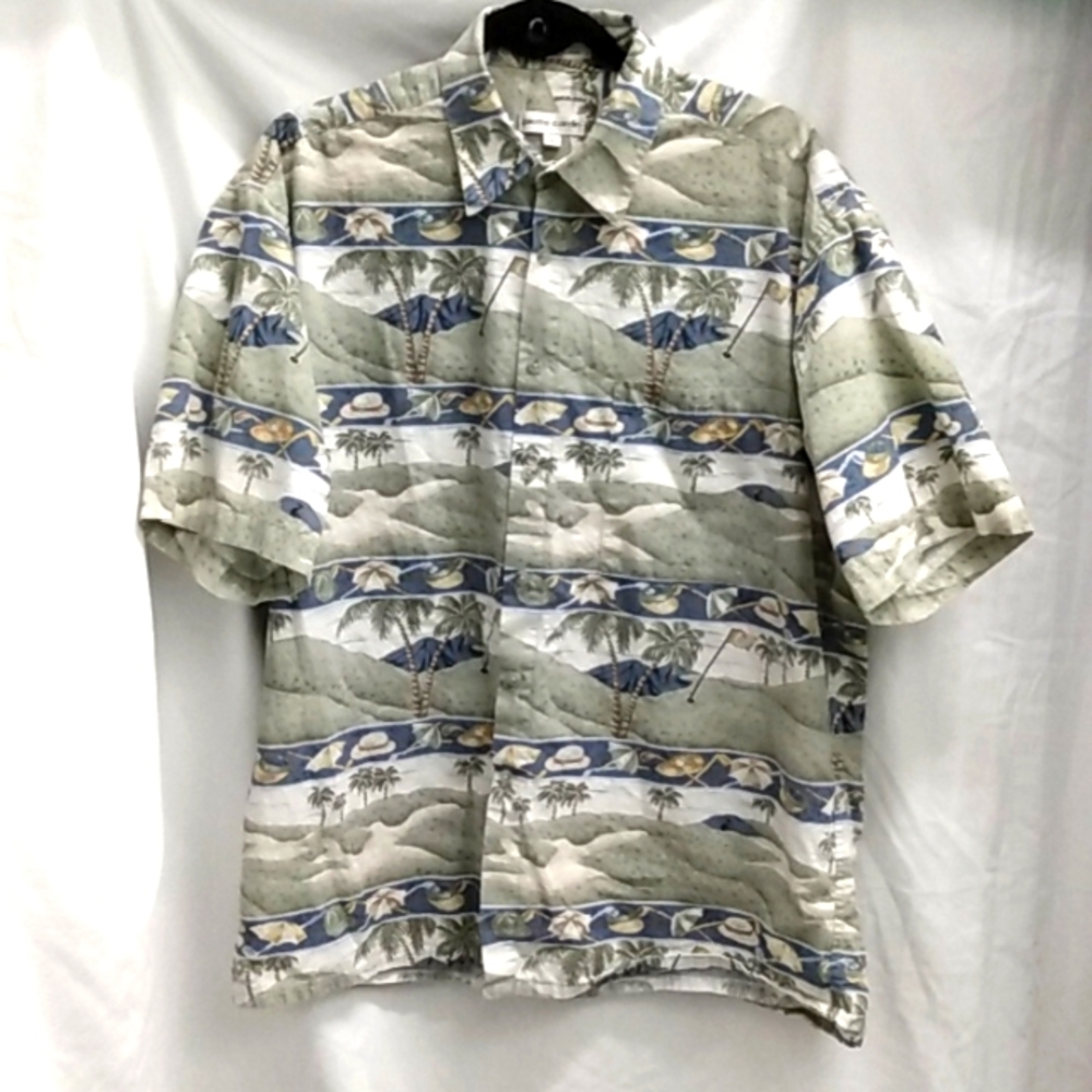 Pierre Cardin Hawaiian Golf Scene Shirt large